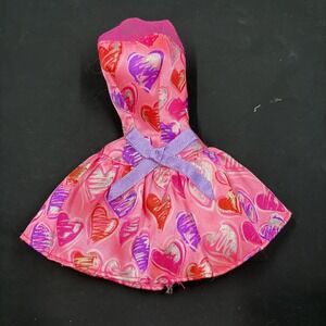 Vintage Barbie Dress Pink w/Hearts Purple Pink Silver Purple Waist Bow B13